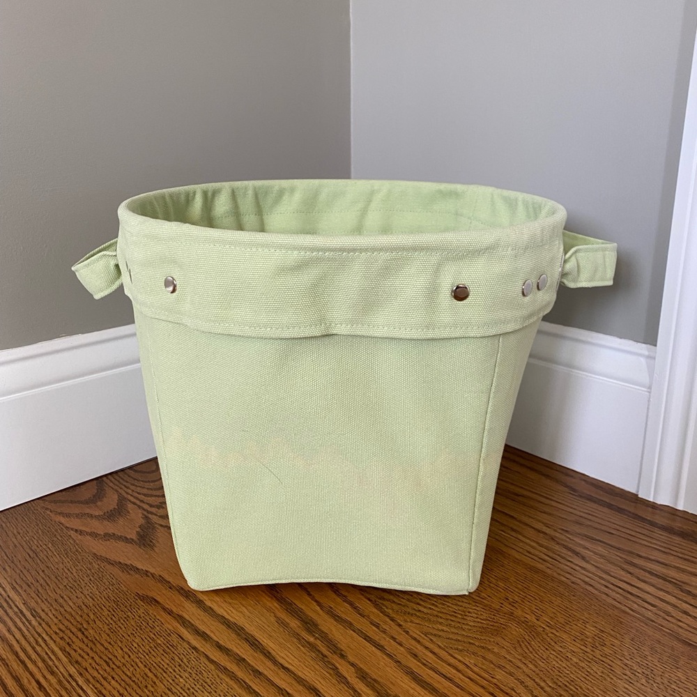 Pottery barn kids small green canvas bin